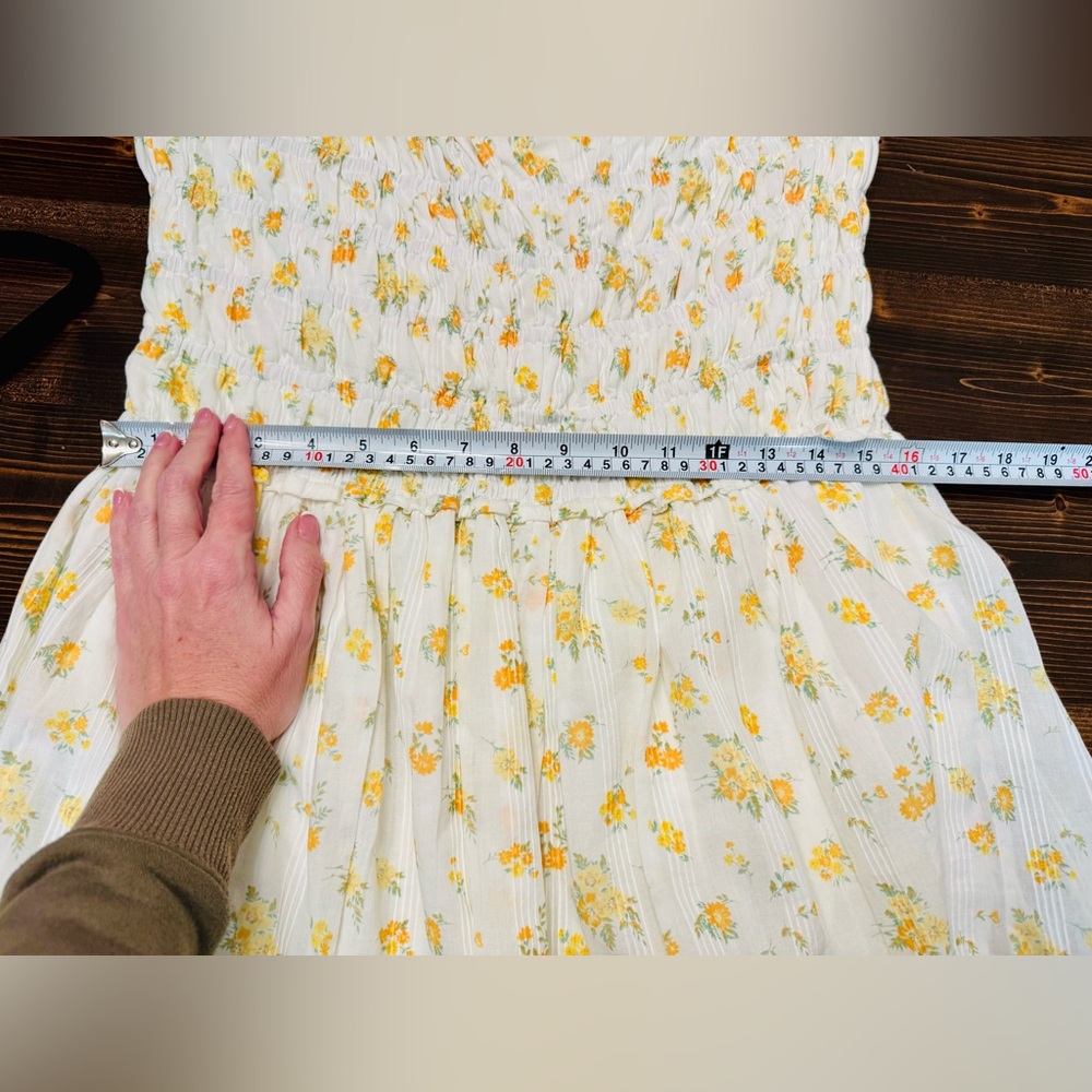 NEW Jessica Simpson White & Yellow Floral Smocked Strapless Bubble Dress XL - Picture 6 of 7